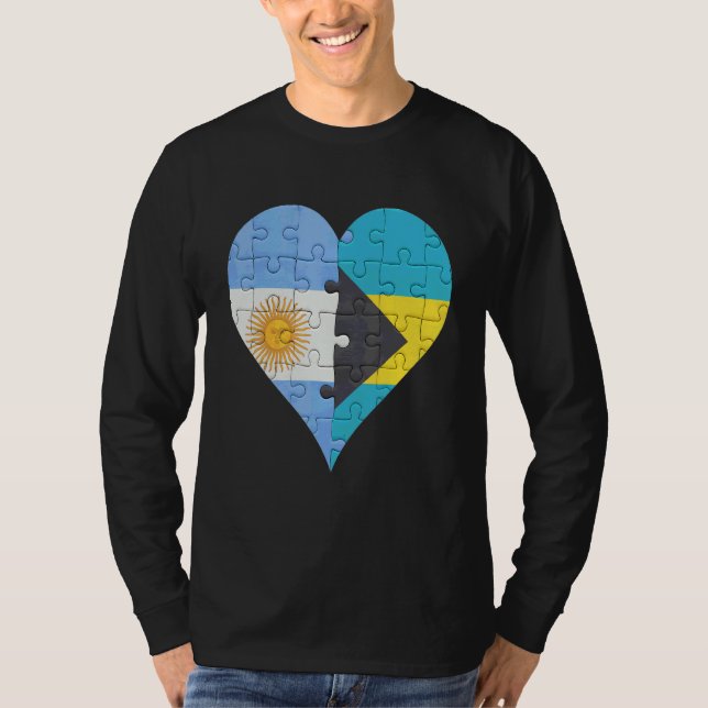 Argentinansk bahamansk Flagga Heart T Shirt (Framsida)