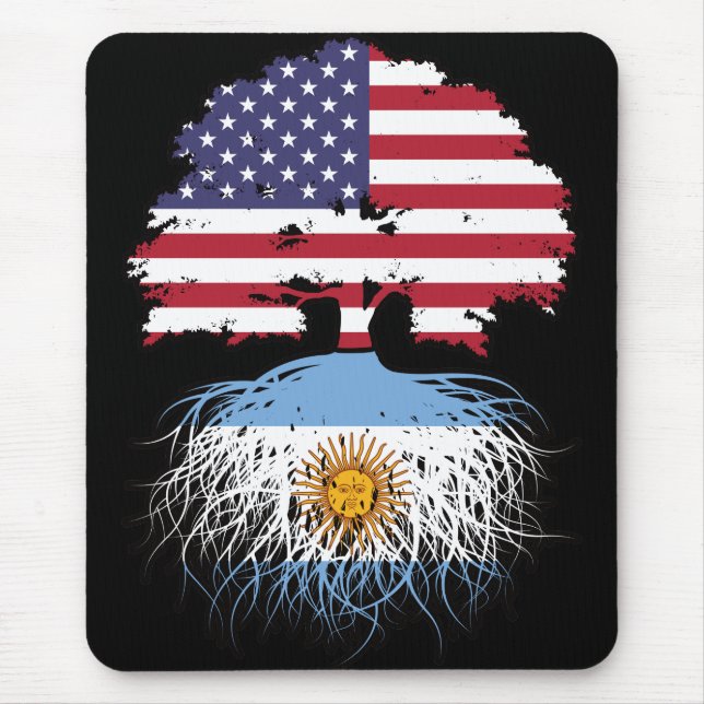 Argentinas amerikanska amerikanska Träd Roots Flag Musmatta (Framsidan)