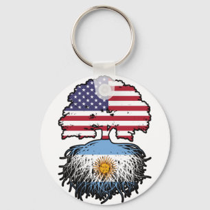 Argentinas amerikanska amerikanska Träd Roots Flag Nyckelring