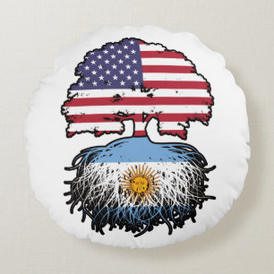 Argentinas amerikanska amerikanska Träd Roots Flag Rund Kudde