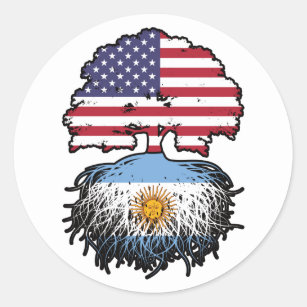 Argentinas amerikanska amerikanska Träd Roots Flag Runt Klistermärke