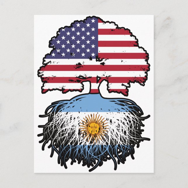 Argentinas amerikanska amerikanska Träd Roots Flag Vykort (Framsida)