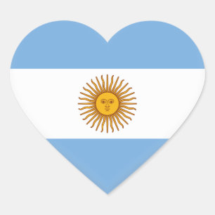 Argentinas (argentinska) Flagga Hjärtformat Klistermärke