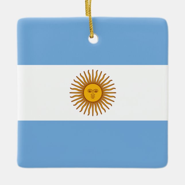 Argentinas (argentinska) Flagga Julgransprydnad Keramik (Framsida)