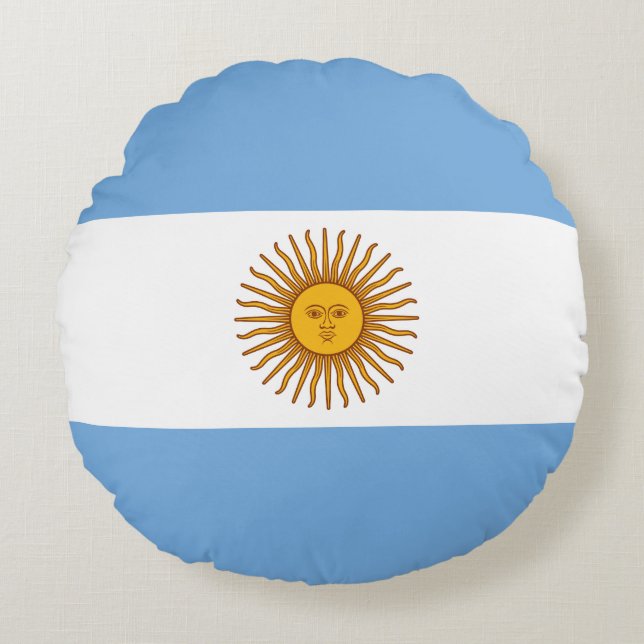 Argentinas (argentinska) Flagga Rund Kudde (Framsidan)