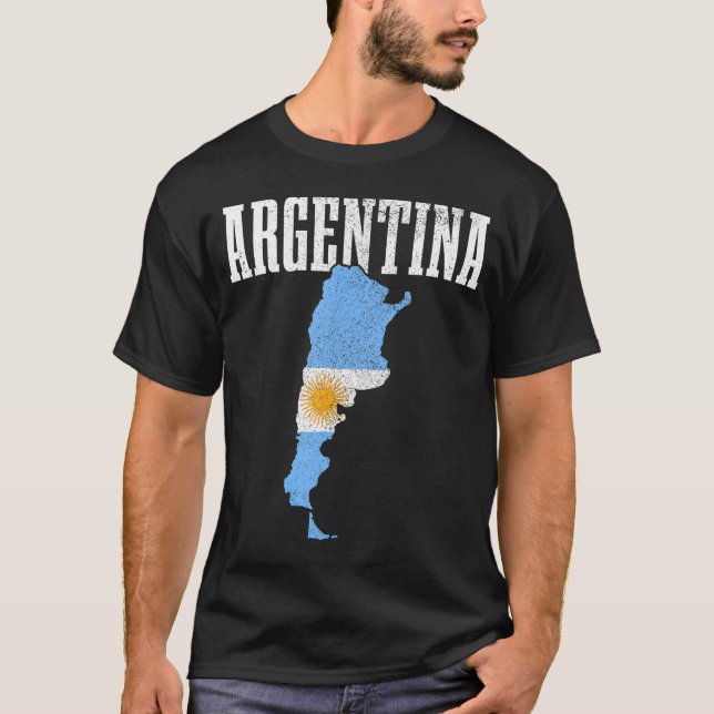 Argentinas Flagga argentinska Pridet Karta T Shirt (Framsida)