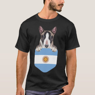 Argentinas Flagga Bullterrier Hund in Pocke T Shirt