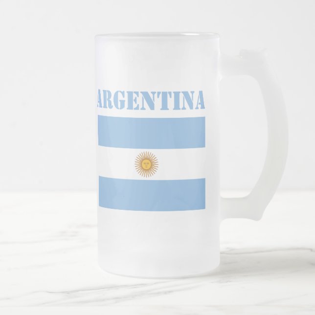 Argentinas Flagga Football Soccer Argentine Blue Frostat Ölglas (Höger)