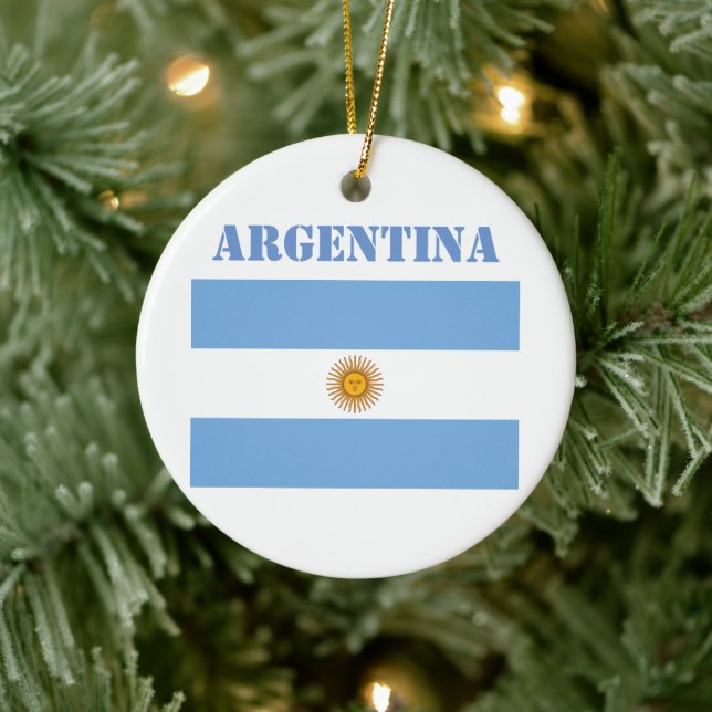 Argentinas Flagga Football Soccer Argentine Blue Julgransprydnad Keramik (Träd)