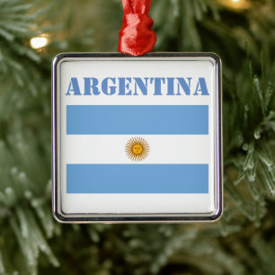 Argentinas Flagga Football Soccer Argentine Blue Julgransprydnad Metall