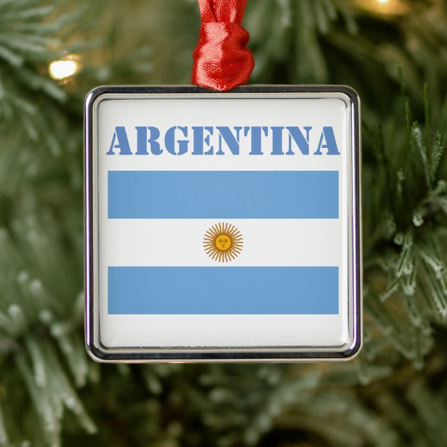 Argentinas Flagga Football Soccer Argentine Blue Julgransprydnad Metall (Träd)
