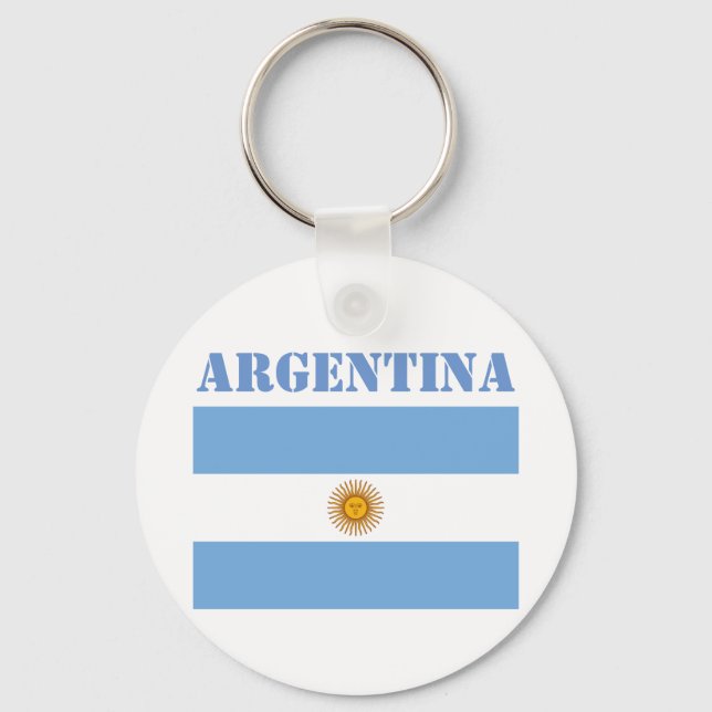 Argentinas Flagga Football Soccer Argentine Blue Nyckelring (Framsida)