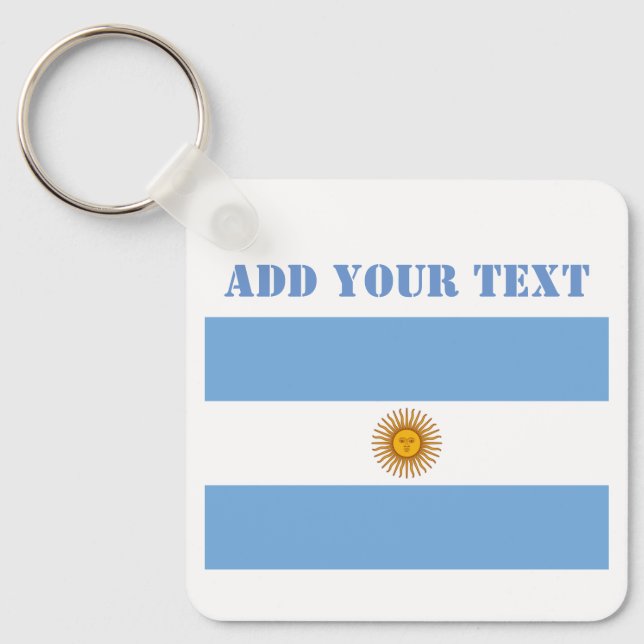 Argentinas Flagga Football Soccer Argentine Blue Nyckelring (Framsida)