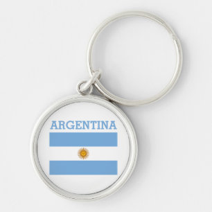 Argentinas Flagga Fotbollar Fotbollar Soccine Arge Rund Silverfärgad Nyckelring