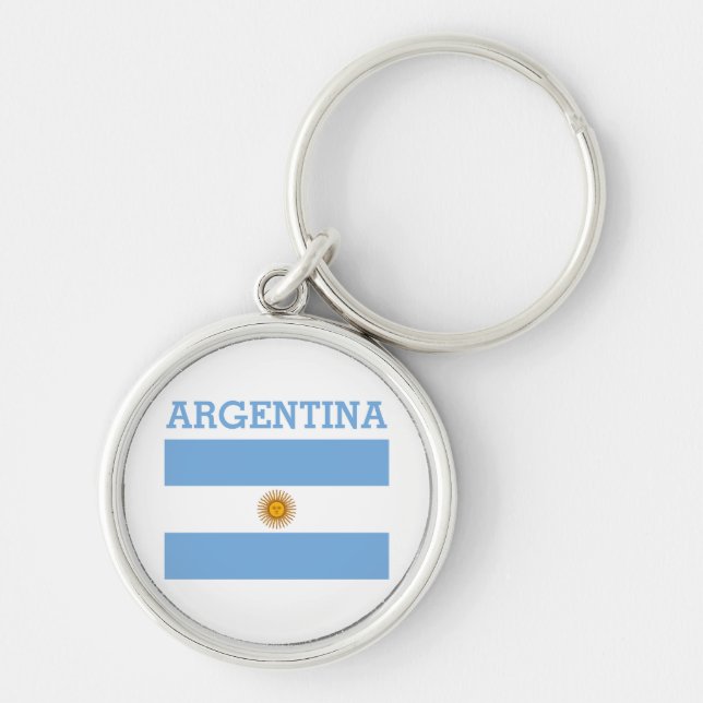 Argentinas Flagga Fotbollar Fotbollar Soccine Arge Rund Silverfärgad Nyckelring (Framsidan)