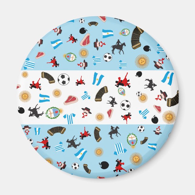 Argentinas flagga med berömd i land magnet (Framsidan)