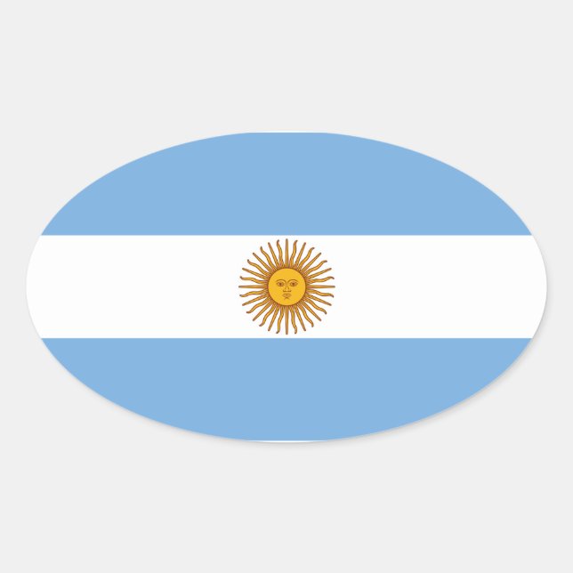 Argentinas Flagga Ovalt Klistermärke (Framsida)