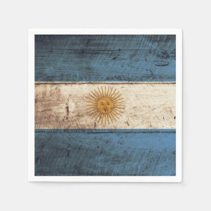 Argentinas Flagga på gammal trägrain Pappersservett