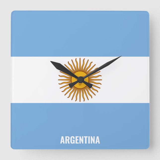 Argentinas Flagga Patriotic Fyrkantig Klocka (Framsida)