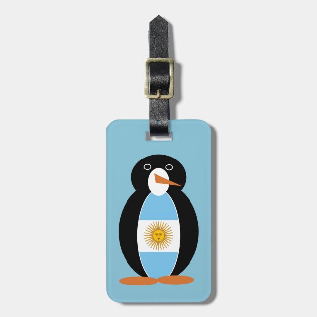 Argentinas Flagga Penguin om Blue Bagagebricka (Vertikal Framsida)