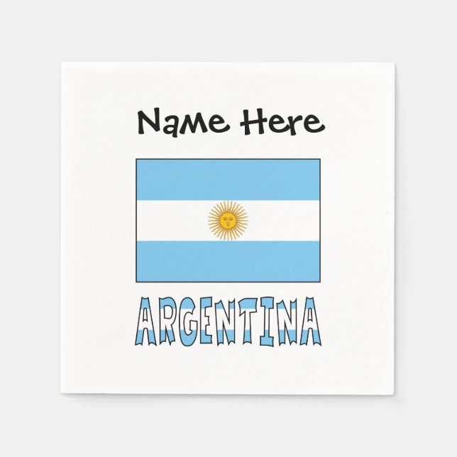 Argentinas Flagga Personlig Text Pappersservett (Framsidan)