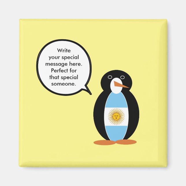 Argentinas Flagga Talking Penguin Magnet (Framsidan)
