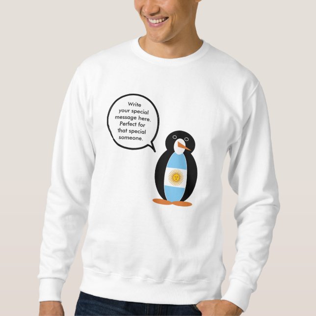 Argentinas Flagga Talking Penguin Personlig Lång Ärmad Tröja (Framsida)