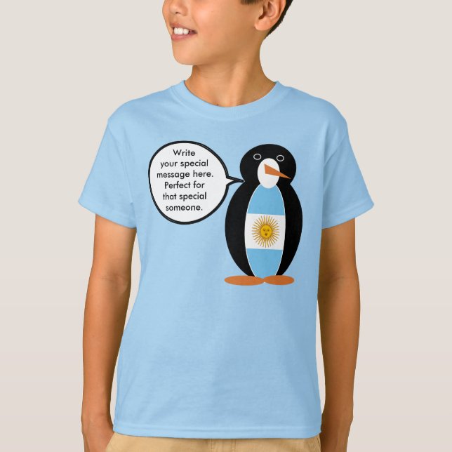 Argentinas Flagga Talking Penguin Personlig T Shirt (Framsida)