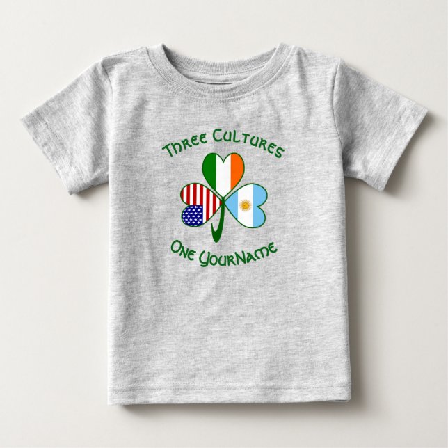 Argentinas Flaggor Shamrock Ditt namn T Shirt (Framsida)