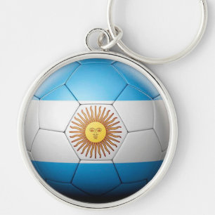 Argentinas fotbolls-ball rund silverfärgad nyckelring