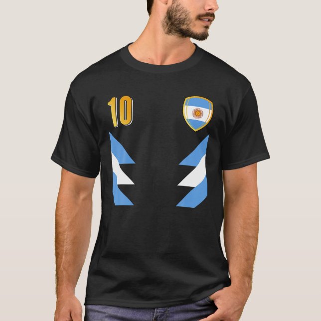 Argentinas fotbollsspelare Retro 10 Jer T Shirt (Framsida)