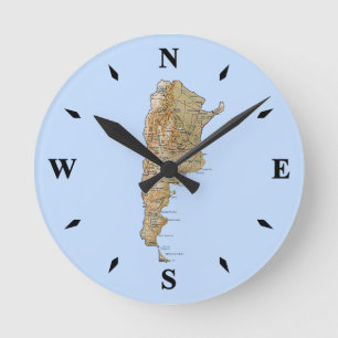 Argentinas Karta Clock Rund Klocka