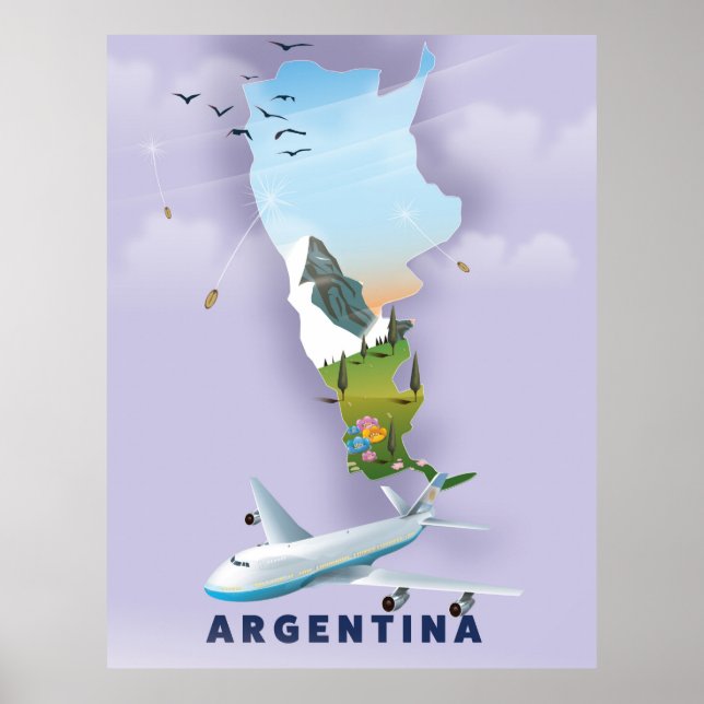 Argentinas reseaffisch Karta Poster (Framsidan)
