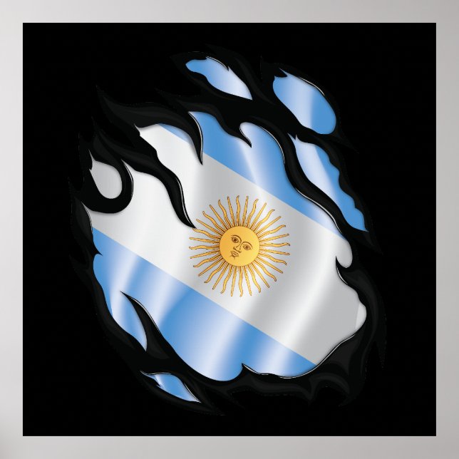 Argentinas rippade Flagga Poster (Framsidan)