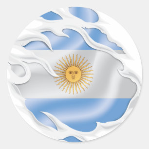 Argentinas rippade Flagga Runt Klistermärke