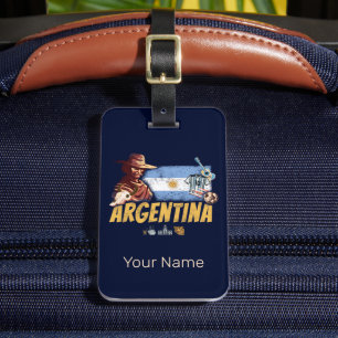Argentinas vintage gasväv med flagga fotboll bagagebricka