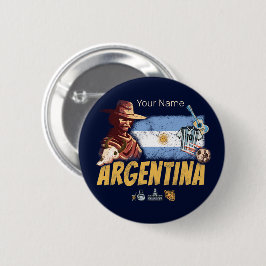 Argentinas vintage gasväv med flagga fotboll knapp