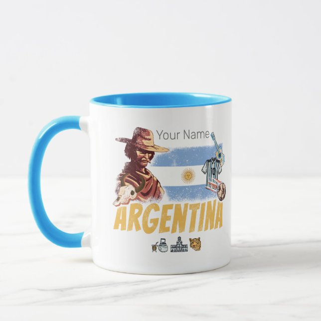 Argentinas vintage gasväv med flagga fotboll mugg (Vänster)