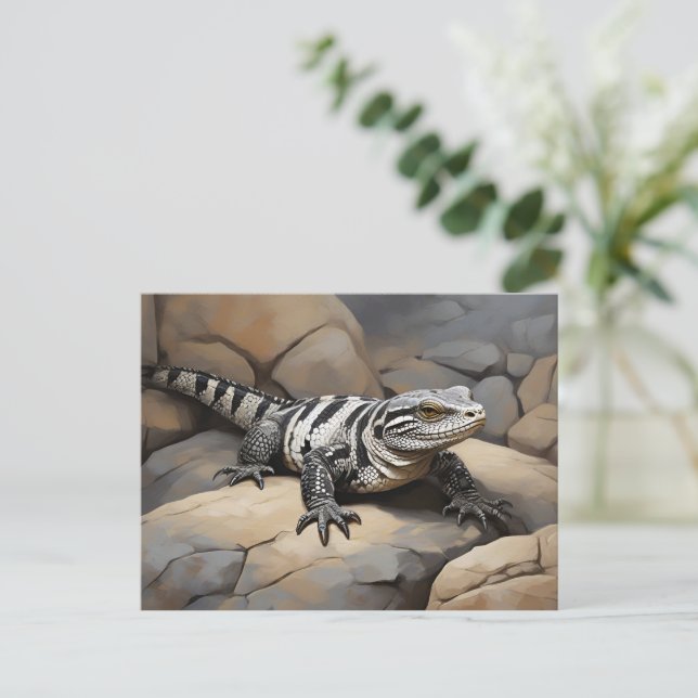 Argentine Black and White Tegu Vykort (Stående Fram)