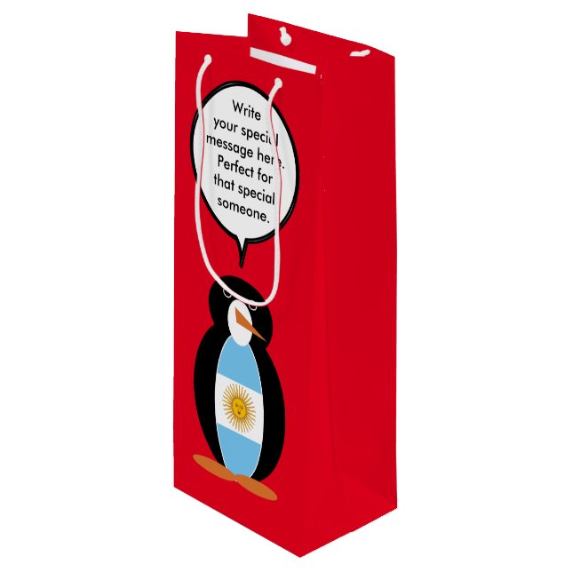 Argentine Flagga Talking Penguin (Framsidan Vinklad)