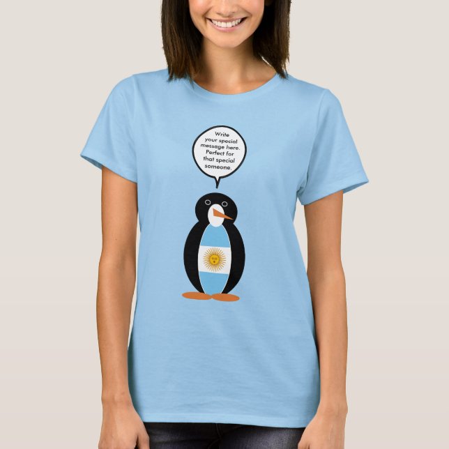 Argentine Flagga Talking Penguin T Shirt (Framsida)
