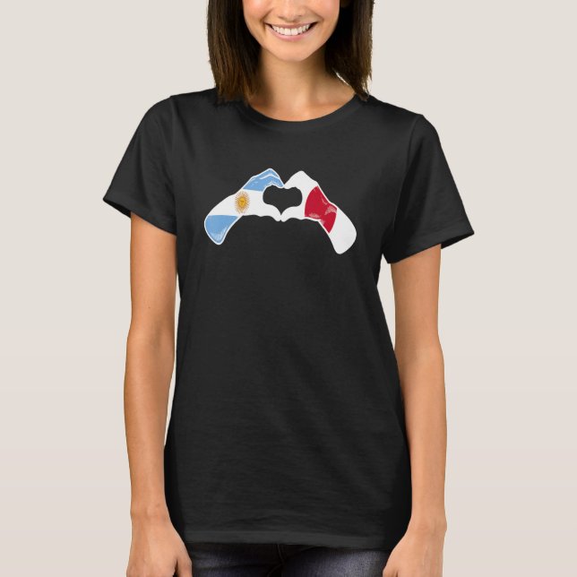 Argentine Japan Flag - Argentinian Japanese Heart_ T Shirt (Framsida)
