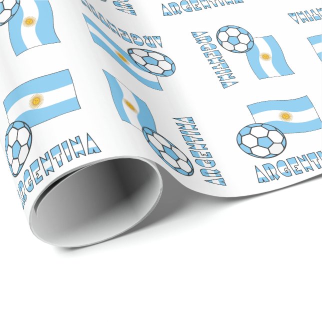 Argentine Soccer Ball och Flagga Presentpapper (Rullad Hörn)