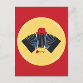 Argentine Tango Bandoneon med Red Fedora och Ro Vykort