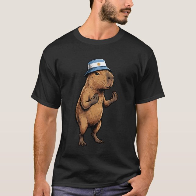 Argentinian Capybara Argentina Flag Funny Argentin T Shirt (Framsida)