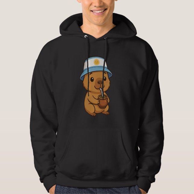Argentinian Capybara Yerba Mate Kawaii Argentina C Hoodie (Framsida)
