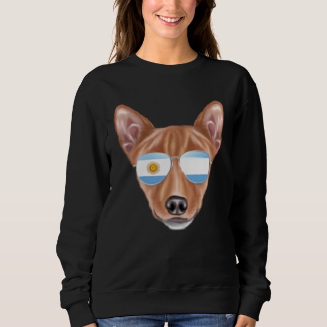 Argentinian Flag Basenji Dog Argentina Pocket T Shirt (Framsida)