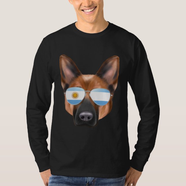 Argentinian Flag German Shepherd Dog Argentina Poc T Shirt (Framsida)