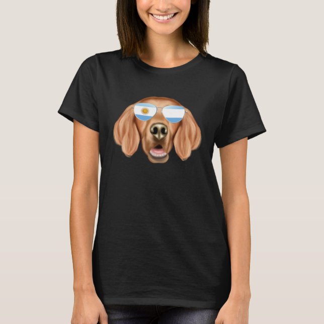 Argentinian Flag Irish Setter Dog Argentina Pocket T Shirt (Framsida)