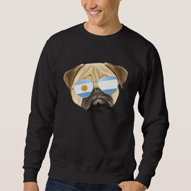 Argentinian Flag Pug Dog Argentina Pocket Lång Ärmad Tröja (Framsida)